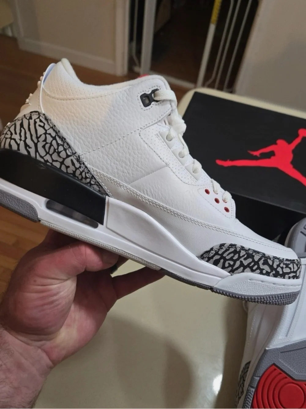 Air Jordan 3 Retro 88 White/Red Elephant Print Sneakers